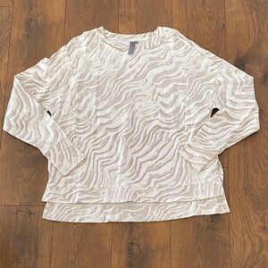Sweaty Betty Women Crew Neck L Beige Zebra Animal Print Pullover Cotton Modal